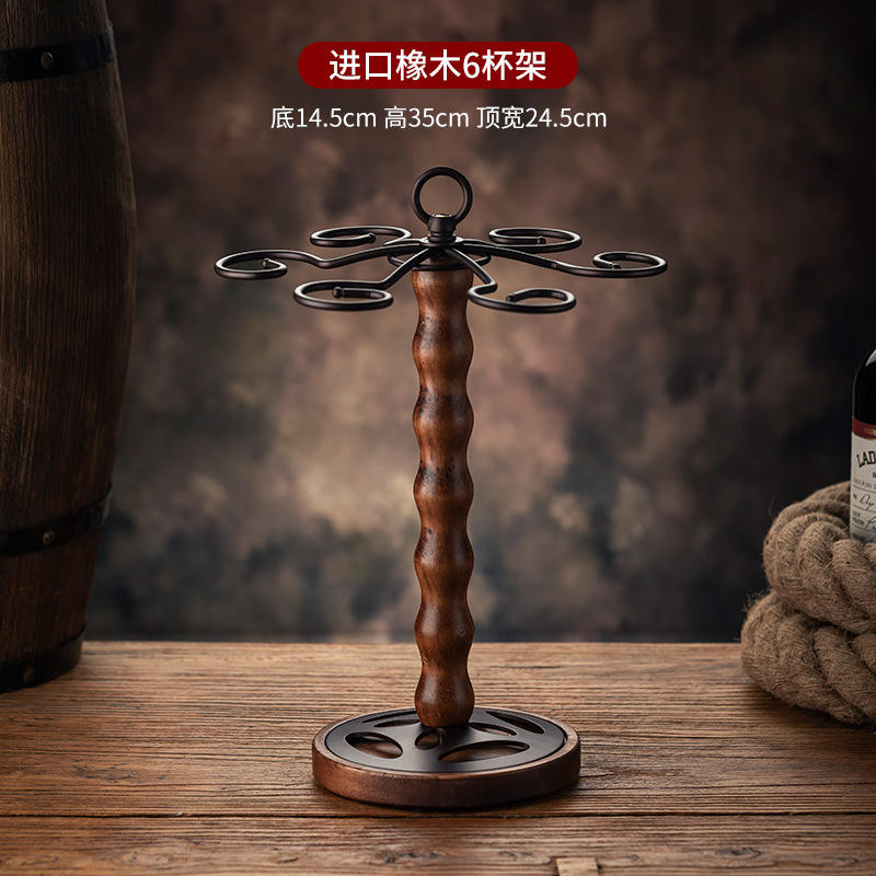 ที่วางแก้วไม้โอ๊คนำเข้า 6 ช่อง