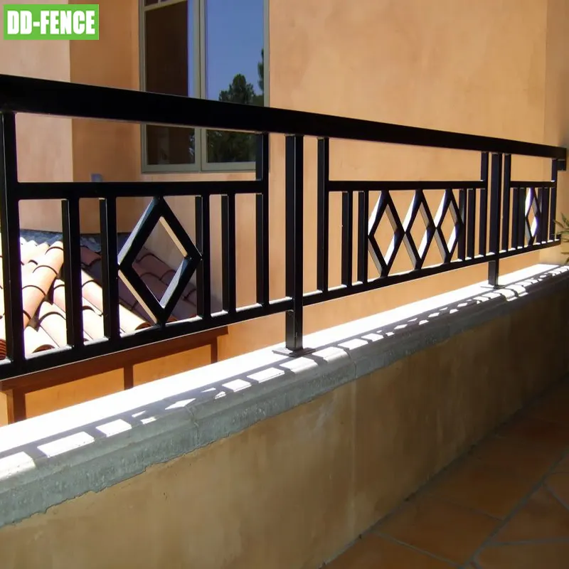 Powder Coated Staircase Fence Safety Wrought Iron Stair Railings Aluminum / Wrought Iron Balcony and Stairs Fence