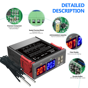 Controlador de temperatura Digital doble STC 3008, dos relé de salida, 12V, 24V, 220V, termostato, calentador, sonda Dual
