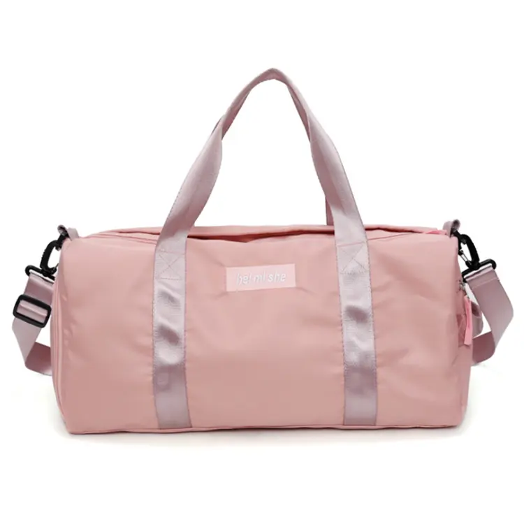 Wholesale Foldable Portable Custom Outdoor Nylon Large Men Women Business Weekend Yoga Gym Pink Duffle Bag with Shoe Compartment