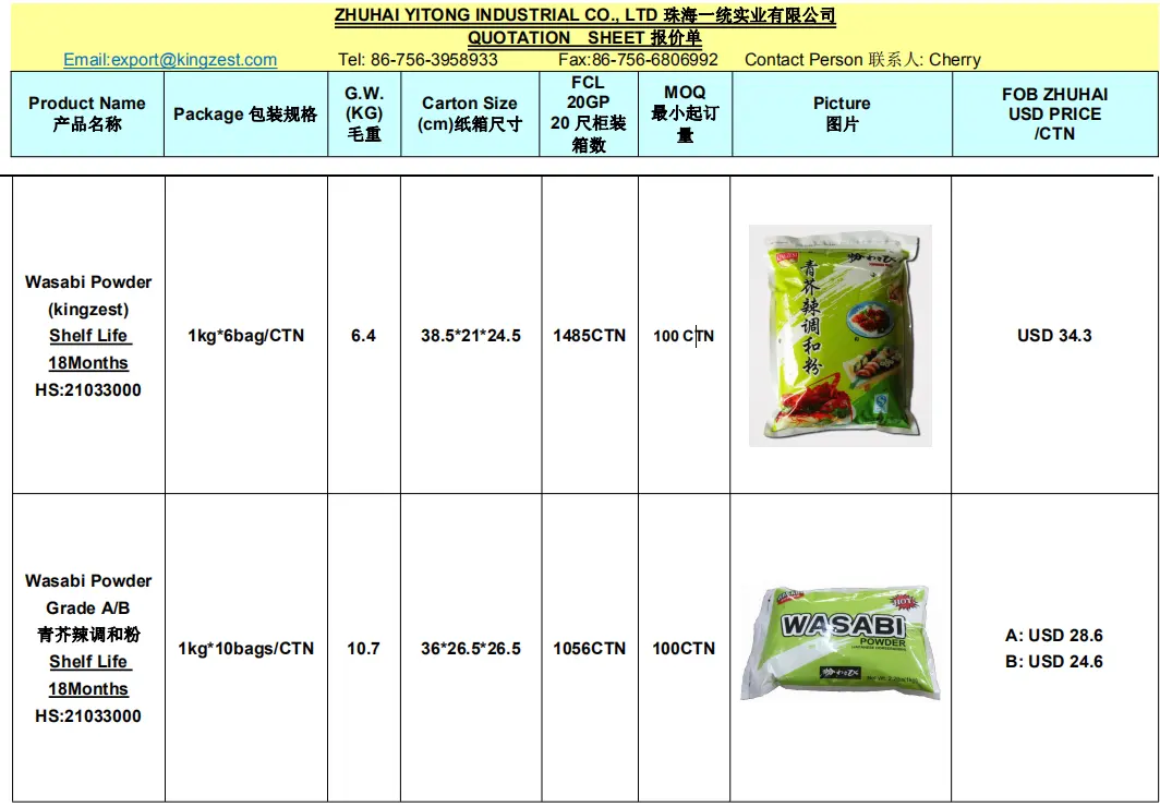 Kingzest Paste 리얼 와사비 가격 일본 와사비 1Kg