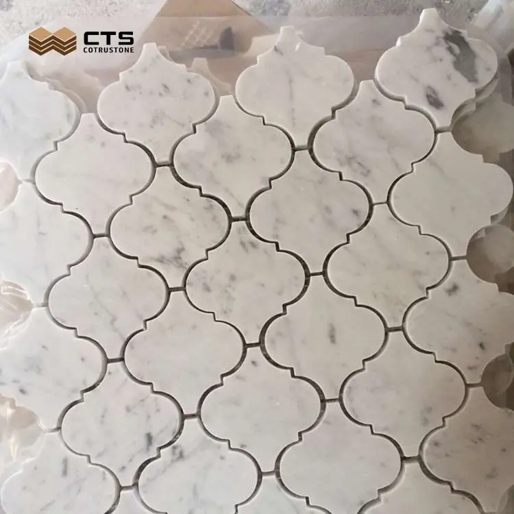 Wholesale Arabesque Carrara Marble Stone Square Lantern Mosaic Wall Tile Products for kitchen