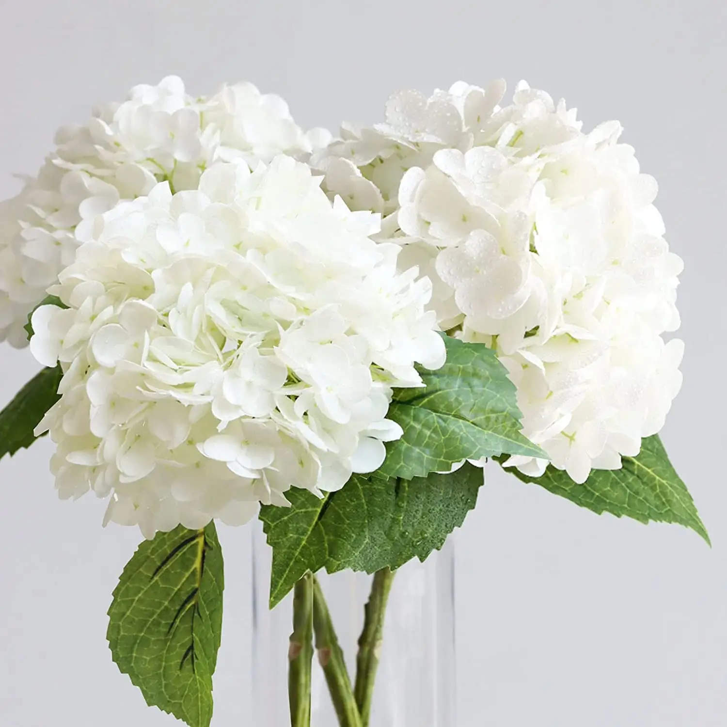 Hortensia Artificial de tacto Real para el hogar, mesa de decoración de boda, para fiesta al aire libre, color blanco, Natural