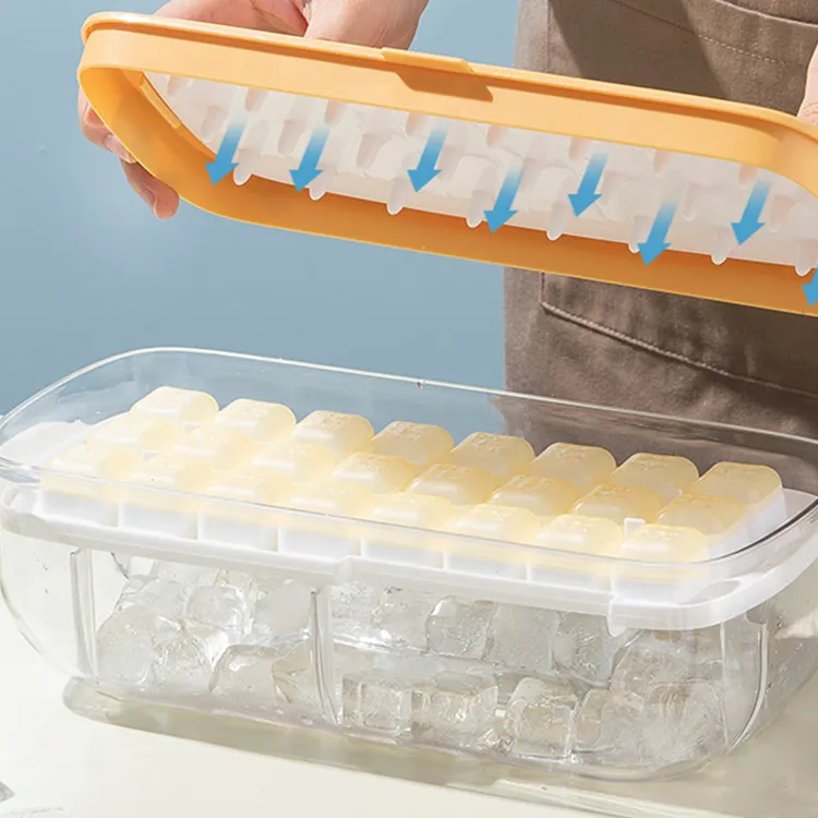 Eiswürfel schalen und Eiswürfel-Aufbewahrung behälter mit luftdichtem Verschluss deckel Kunststoff-Eisform hersteller für kühle Getränke