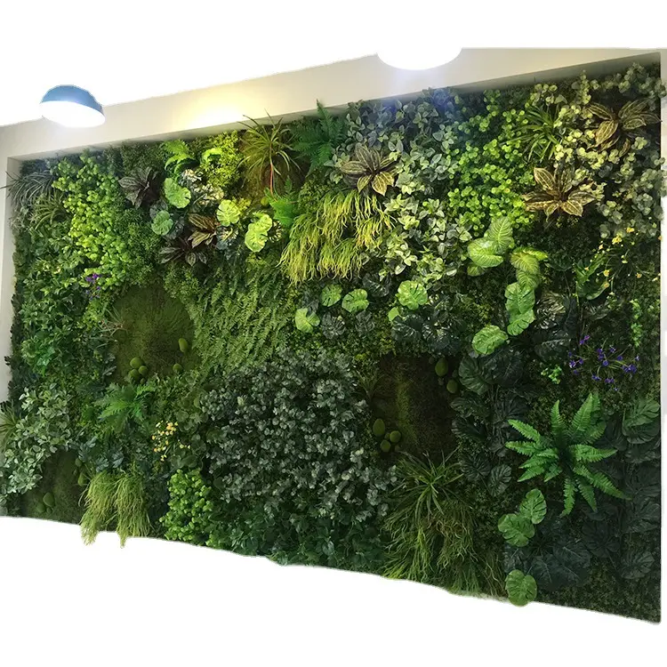 Toile de fond personnalisée Panneaux végétaux décoratifs pour mur végétal, mur d'herbe verte artificielle pour décor de centre commercial d'hôtel