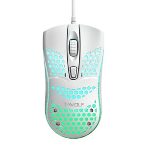T-<strong>WOLF</strong> V15 Luminous Mouse Gaming RGB Wired USB Hollow <strong>Hole</strong> Mouse Pink Home Use - Product Image 3