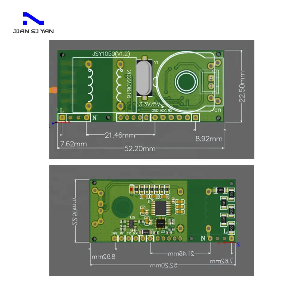 Jsy1050 Eenfase Wederzijdse Inductie Meetmodule Digitale Ttl Wisselspanning Stroom Energie Mini Voltmeter