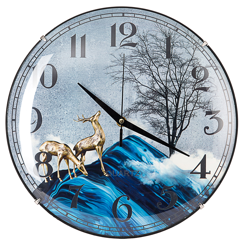 Concave and convex glass wall clock elk clock face 12 inch