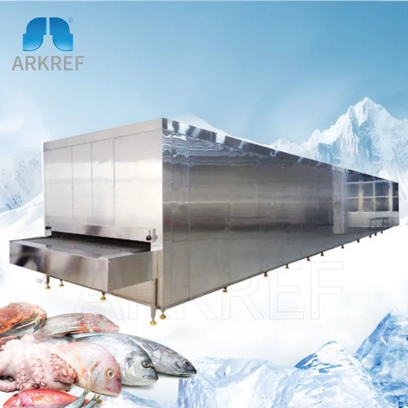 해산물 가공을위한 ARKREF 고품질 1000 kg/h IQF 터널 급속 냉동고