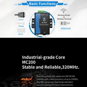 Modbus rtu/TCP chuyển đổi-25 ~ 85 ° C công nghiệp Dual-mode wifi thiết bị máy chủ IOT cổng nối tiếp để Ethernet chuyển đổi - Product Image 3
