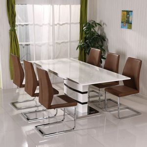 Extendable Dining Room Furniture Modern Rectangular <strong>Square</strong> Slate <strong>Expandable</strong> Top Dinning <strong>Tables</strong> Sets 6 Chairs - Product Image 4