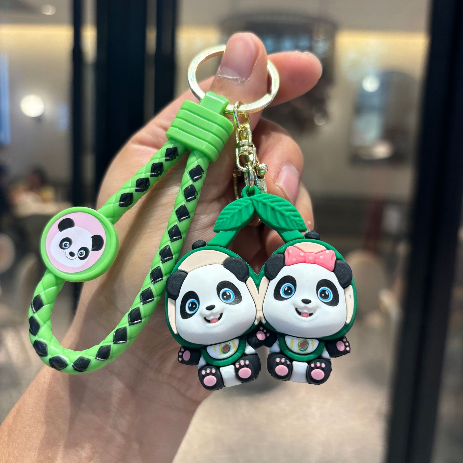 Panda keychain-avocado