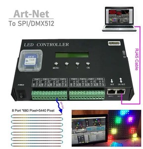 H807SA 8端口artnet DMX至SPI发光二极管像素控制器支持sd卡DMX512控制台发光二极管像素控制器 - Product Image 1