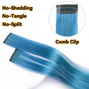 Ombre Two Tone Red Purple Clip in <strong>One</strong> Pieces <strong>Human</strong> Hair Extensions Colorful Clip in Remy Hair Extensions - Product Image 5