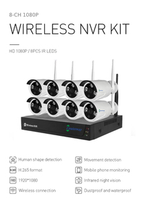 Da esterno 5MP Full HD IP66 Kit telecamera di sicurezza wi-fi impermeabile visione notturna 8-Ch 3 pezzi LED sensore di mos NVR Kit colore nero - Product Image 4