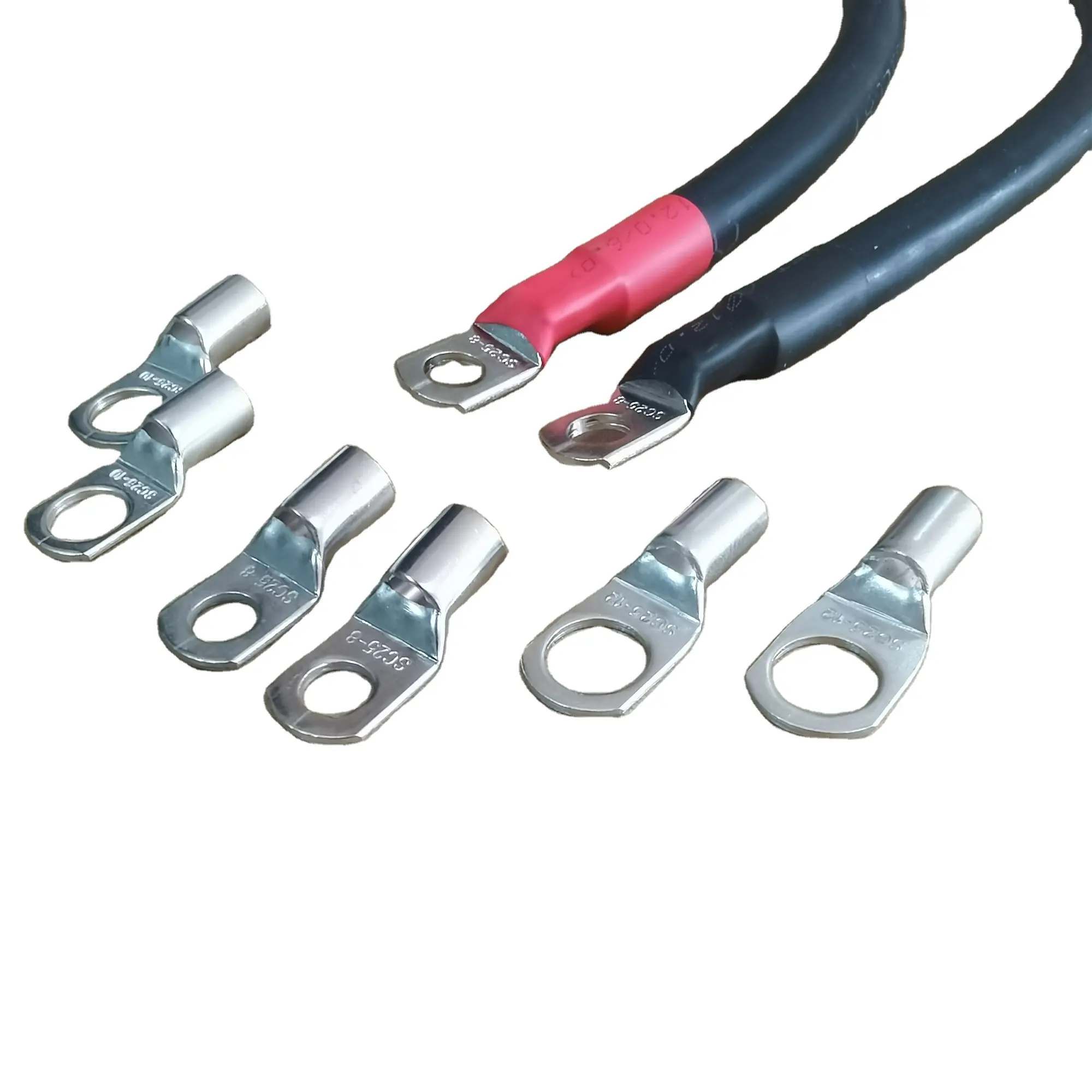 8 AWG # 10 Stud Marine Grade Wire Lugs, Battery Cable Ends, Tinned Copper Eyelets, Tubular Ring Terminal Connectors