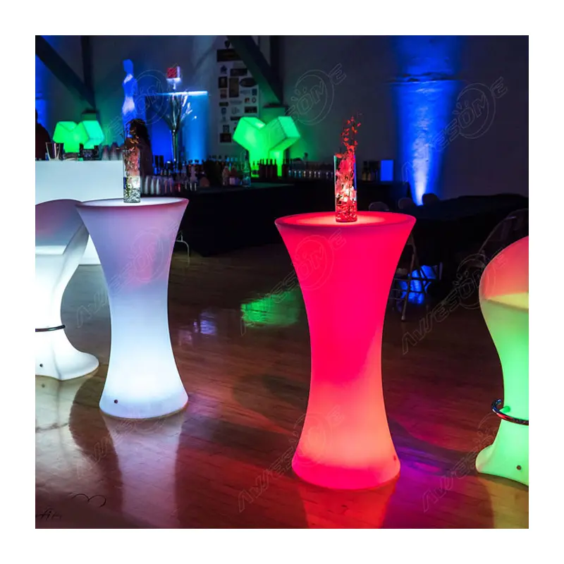 Mange Debout Lumineux LED Multicolore - Round Led Cocktail Bar Table Plastic Modern Rechargeable Lithium Battery Contemporary 1W