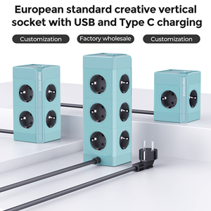 EU Portable Smart Plug Power Strip 2m Cord Tower <strong>Socket</strong> with 17W <strong>2</strong> USB-A <strong>2</strong> USB-C 4/8/12 Outlets <strong>3</strong> USB-A Charging <strong>Function</strong> 16A - Product Image 4