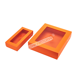Custom Premium Rigid Shiny Orange Gift <strong>Box</strong> <strong>with</strong> <strong>Lid</strong> and Base Square <strong>Rectangle</strong> Packaging <strong>Box</strong> <strong>with</strong> Clear PVC Window for Storage - Product Image 1