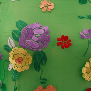 Pure <strong>Silk</strong> <strong>8</strong> <strong>mm</strong> 114cm Width Dyed and Embroidery With Shiny Viscose Thread Muslim Style <strong>Silk</strong> Embroidery Fabric - Product Image 3