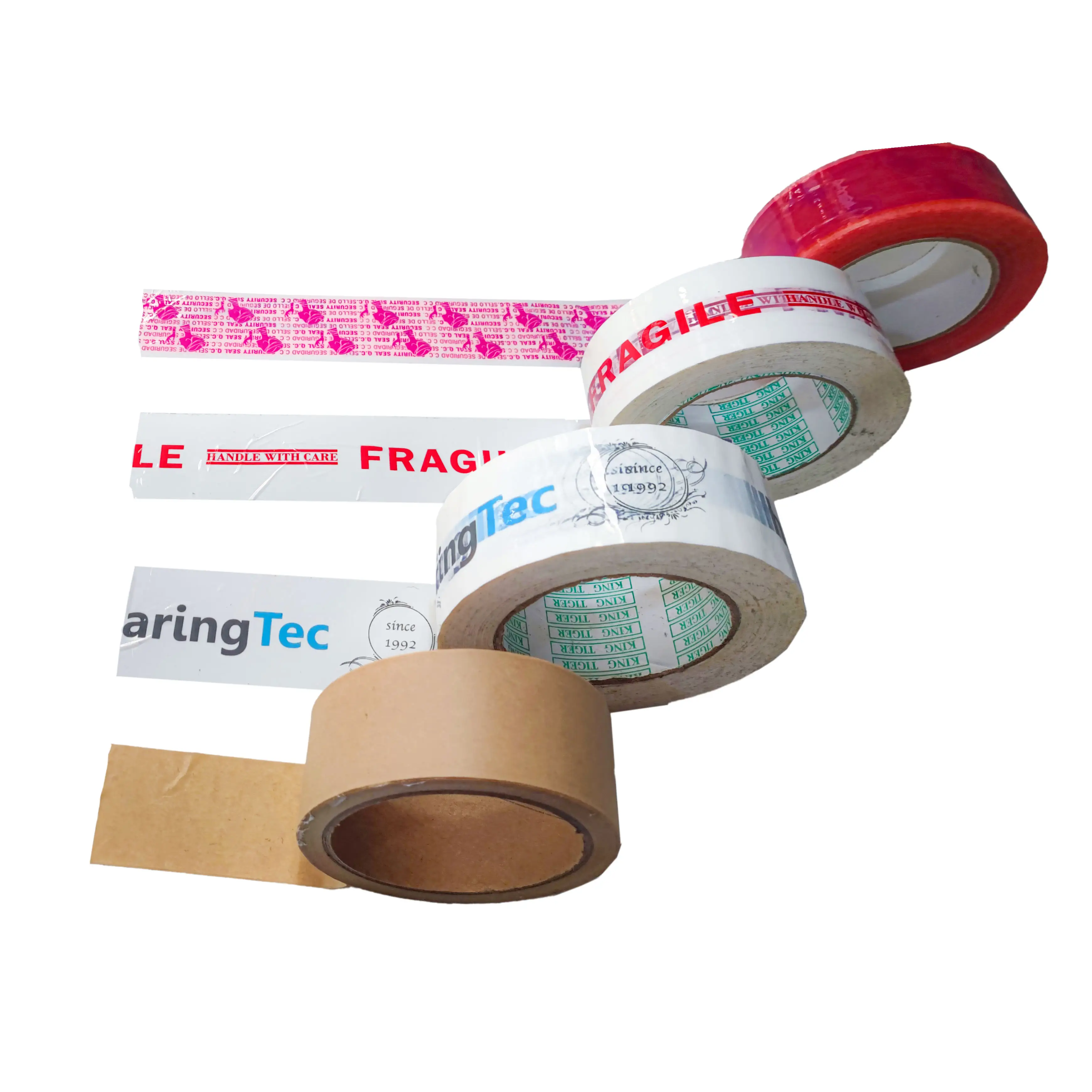 Adhesión personalizado impreso frágil Opp cinta de embalaje cinta adhesiva Bopp con logotipo
