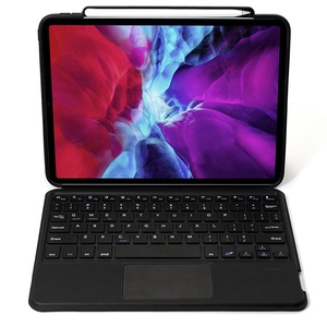 Recentes Virar À Prova de Choque PU Lápis de Couro Titular Caso Capa Tablet Teclado Sem Fio <span class=keywords><strong>Touchpad</strong></span> iPad Caso Pro Teclado