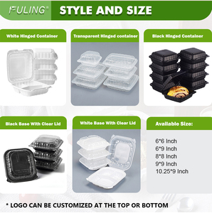 Fuling 8 inch 9 inch để đi hộp nhà hàng thức ăn nhanh hộp vỏ sò đưa ra bữa ăn chuẩn bị dùng một lần mfpp bản lề container - Product Image 4