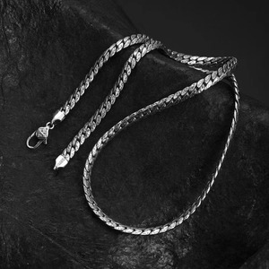 S925 Sterling Silber Italienische flache Form Schlangen kette Halskette Herren Muster Peitsche Kette Kuba Kette HipHop Punk Schmuck