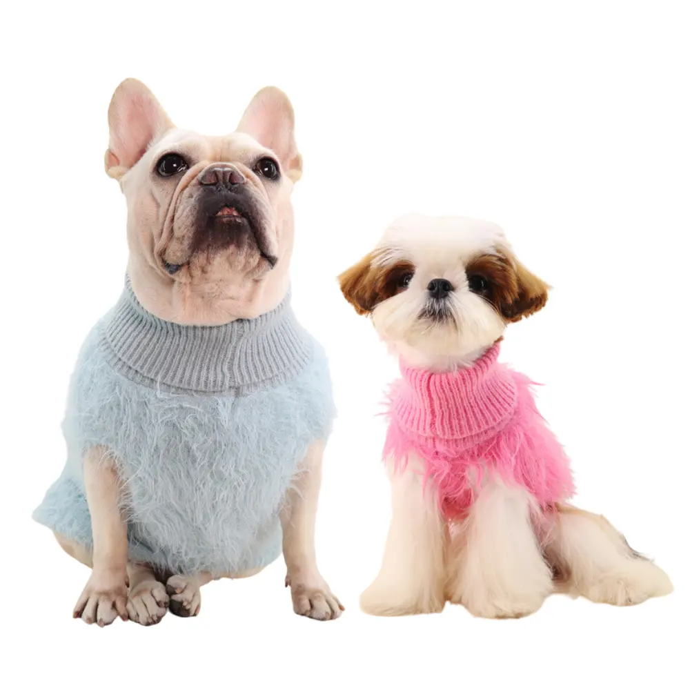 Moda Faux kürk kabarık köpek örme kazak lüks kış evcil hayvan giysileri köpekler kediler için