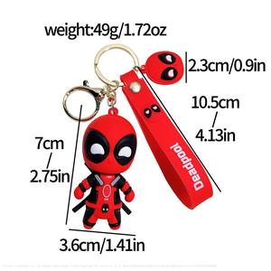 2024 phim Deadpool Búp Bê Móc Khóa Mặt dây chuyền xe treo chuỗi trường Túi Silicone Móc chìa khóa quà tặng người nhện - Product Image 5