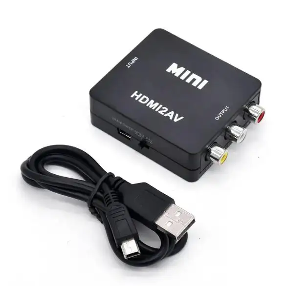 HDMITo RCA AV/CVBS adaptörü HD Video dönüştürücü kutusu L/R Video 1080P 720P destek NTSC PAL Mini HDMIto AV dönüştürücü