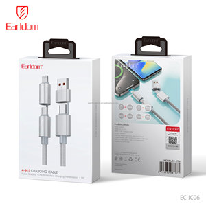 Cáp sạc nhanh đa năng Earldom Silicone 4 trong 1, loại C, truyền dữ liệu, sạc nhanh, cáp USB - Product Image 6