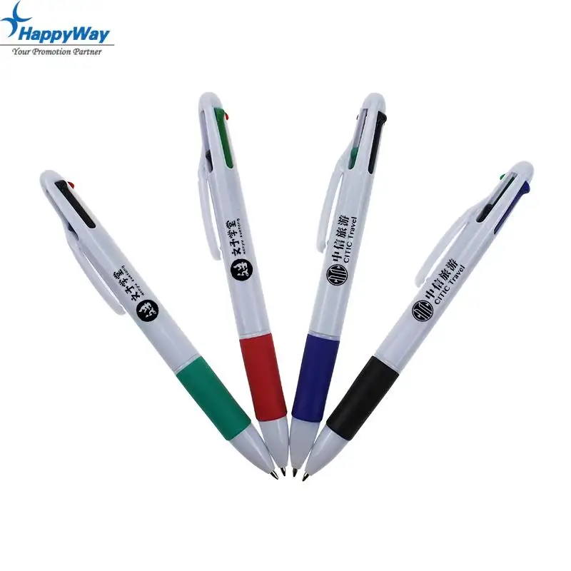 प्रचार प्लास्टिक 4 रंग बॉल पेन, बहुरंगा ballpoint कलम, MOQ5000PCS 0204006