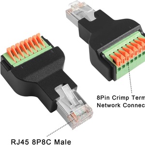 Adaptador de bloque de terminales de botón personalizado RJ45 8P8C macho a 8 pines - Product Image 2