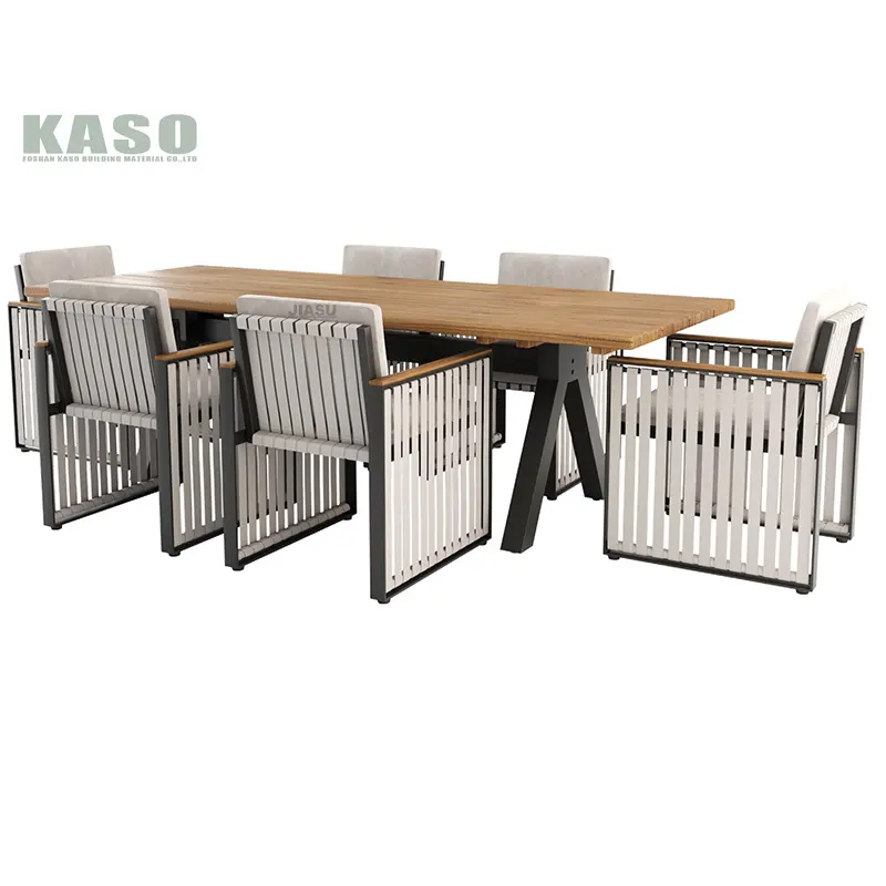 Ensemble de salle à manger extérieur, Table et chaise en aluminium, 9 pièces