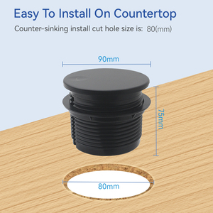 80mm Smart UK Round Grommet Office Desk <strong>Power</strong> <strong>Outlet</strong> with USB A+USB-C Charging Port Top with <strong>Rotation</strong> Cover - Product Image 4