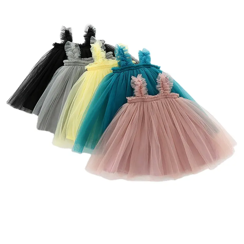 Boutique-vestidos de fiesta para niñas pequeñas, tutú de princesa sin mangas de tul, venta al por mayor
