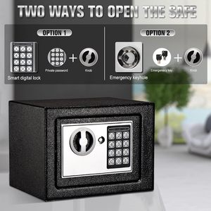 Caja fuerte de seguridad para el hogar, caja fuerte de acero con sensor de luz, teclado digital ignífugo y llave/código de acceso, bolsa de dinero incluida - Product Image 4