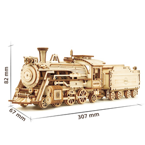 大人と子供のためのCPC認定ロボタイム機関車列車モデル3D木製パズルおもちゃ - Product Image 1