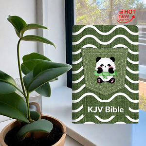 Customized Design High Quality UV Logo Large Size Scriptural Denim Fabric Grey Card Cover King James Version Study Bible - Product Image 4