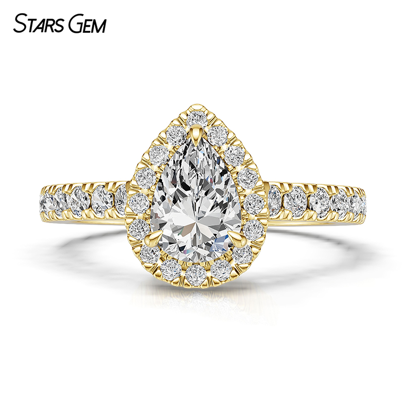 14K Yellow Gold-Pear Cut
