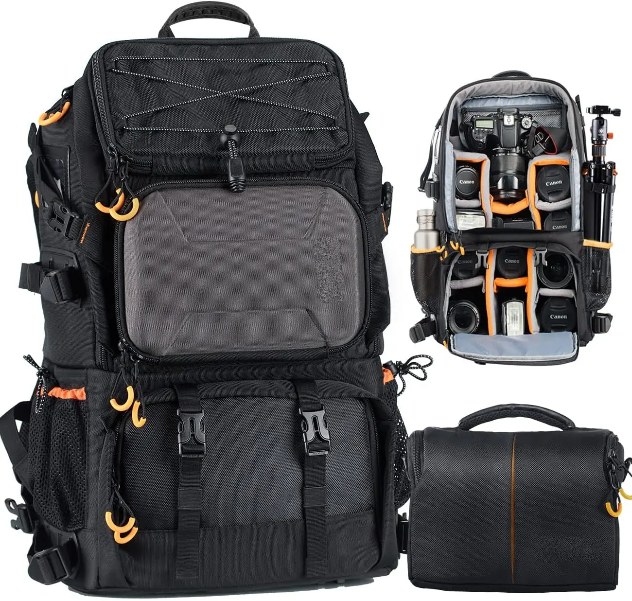 2 bolsas en 1 mochila para cámara grande con compartimento para portátil de 15,6 "cubierta de lluvia impermeable Mochila para cámara de senderismo de viaje Extra grande