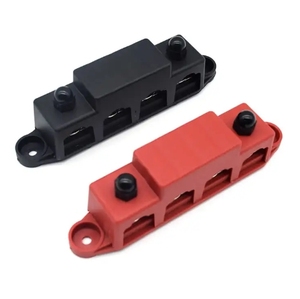 4 Way Power Distribution Terminals Block <strong>Busbar</strong> 48V <strong>250A</strong> Terminal Block Stud Bus Bar With Cover - Product Image 5