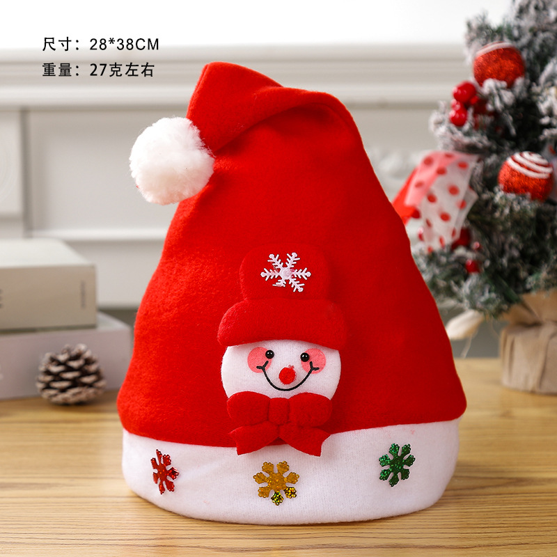 Dessin animé adulte non tissé velours chapeau de noël style bonhomme de neige