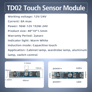 GREESON Ventas calientes Dc12V 24V Interruptor táctil Módulo de sensor capacitivo 8A Sensor de atenuación táctil para luz de tubo de gabinete - Product Image 3