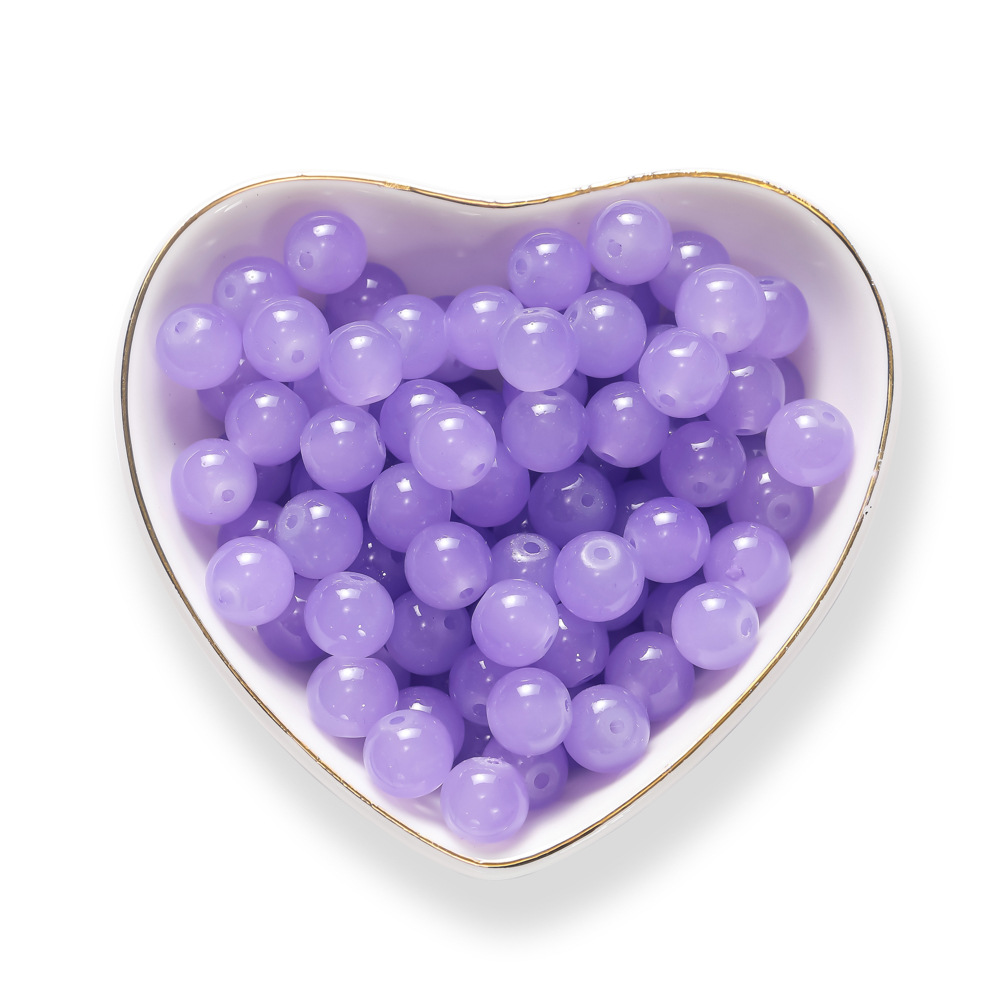 Perles de verre imitation jade - violet