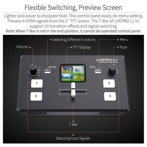 FEELWORLD LIVEPRO L1 V1直播视频切换器4xhdmi输入Hdmi USB3.0多格式演播室记录预览摄像机Youtube - Product Image 3