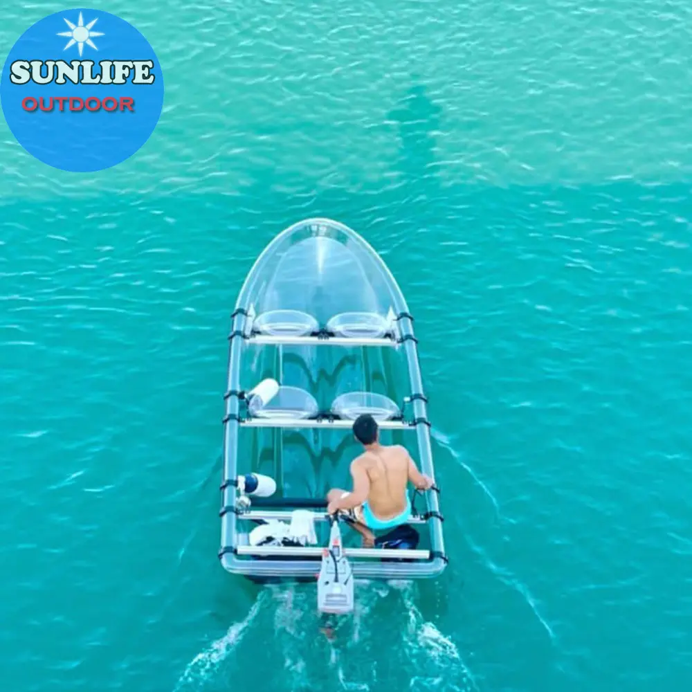 SUNLIFE meilleur vendeur verre Transparent clair bateau avec 6-8 sièges 10 personnes cristal gros bateaux point de chute Kayak bateau