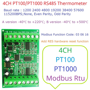 PT100 RTD platino resistenza termica RS485 quantità analogica remota PT1000 4CH Modbus ampio intervallo sensore di temperatura collettore sensore - Product Image 3