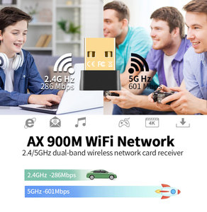 ตัวรับสัญญาณเครือข่ายไร้สาย WIFI 6 900Mbps 2.4/5GHz 802.11ax mini USB Wi-Fi การ์ด LAN คนขับฟรีการ์ดเครือข่ายภายนอก